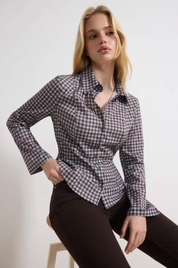 Sar?-Cok Renkli Belden Buzgulu Fitted Kollar? Genis Gomlek TWOAW26GO00013