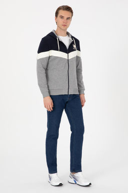 Худи Comfort Fit серый меланж из хлопка