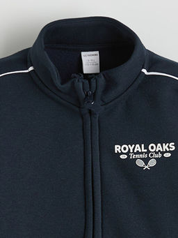 Dik Yaka Erkek ?ocuk Kal?n Fermuarl? Sweatshirt