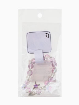 Браслет с подвесками "Сахарный" башня с цветами, шар №10/8, цвет фиолетово-розовый в серебре   10967