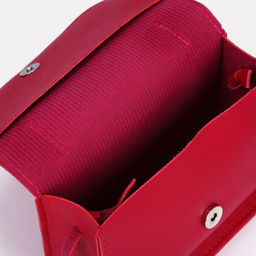 Сумка для девочки, ручка из меха, на магните, малиновая