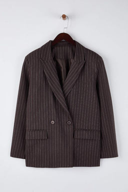 Kahverengi Cizgili Anvelop Blazer Ceket TWOAW26BC00063