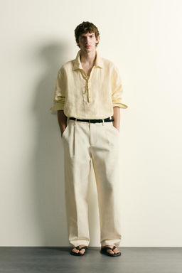 CAMISA POLO 100% LINO / Amarillo pastel