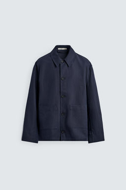 SOBRECAMISA RELAXED FIT ALGOD?N - LINO / Marino - Zara фото 8