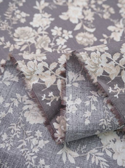 Импорт. хлопок "Летняя мелодия" цв.серый с лиловым оттенком, ш.1.5м, хлопок-100%, 100гр/м.кв