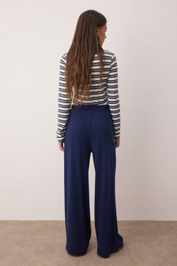 Lacivert Mevsimlik Wide Leg/Genis Paca Baplama Detayl? Esnek Orme Esofman Alt? TWOAW26EA00005 - Trendyolmilla фото 4