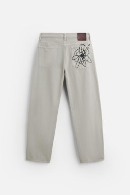 FLORAL PRINT STRAIGHT-LEG JEANS - Zara фото 7