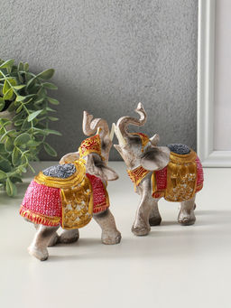 Набор фигурок полистоун «Два императорских слона в красно-золотой попоне», 2 шт., 5×11.5×13 см
