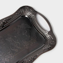 Поднос «Изобилие», 38×25×2.5 см, с ручками, нержавеющая сталь, цвет бронзовый