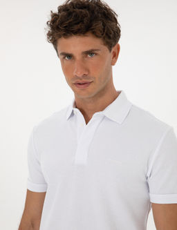 Beyaz Slim Fit %100 Pamuk K_vr_lmaz Amerikan Pike Polo Yaka Basic Ti__rt - Pierre cardin фото 2
