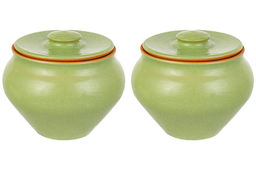 Набор 2 горшков 0,9 л 14,5*14,5*12,5 см TerraCotta с крышкой для запекания салатовый