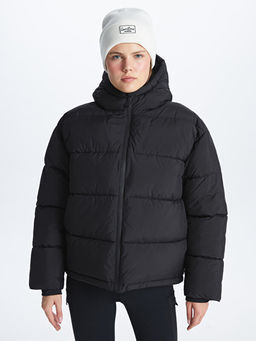 Kap??onlu D?z Uzun Kollu Kad?n ?i?me Mont