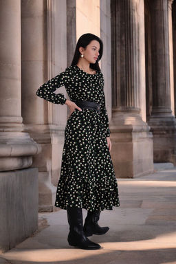 Платье чёрное с принтом длины миди - Martichelli фото 11