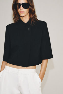BLAZER CROPPED MANGA CORTA ZW COLLECTION / Negro - Zara фото 2