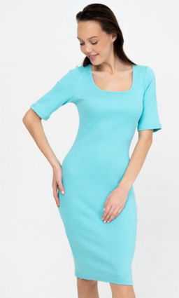 Платье из хлопкового трикотажа кашкорсе с лайкрой рубчик