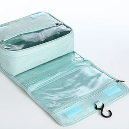 Косметичка-несессер дорожная на молнии, липучках, с крючком, ручкой, мятная - Simaland фото 3