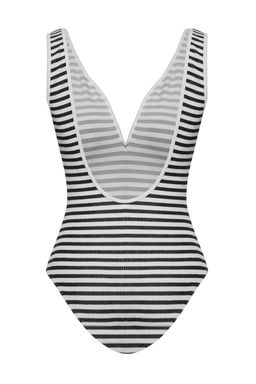 TRENDYOLMILLA Siyah-Beyaz Cizgili V Yaka Dokulu Regular Mayo TBESS25MA00094  фото 9