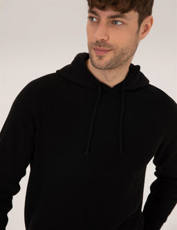 Siyah Regular Fit Kapi_onlu Triko Kazak - Pierre cardin фото 3
