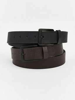 Deri G?r?n?ml? Erkek Kemer 2li