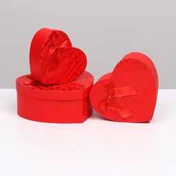 Набор подарочных коробок сердце 3 в 1, красный, I Love You, 21×19×9 - 15.5×14×6 см