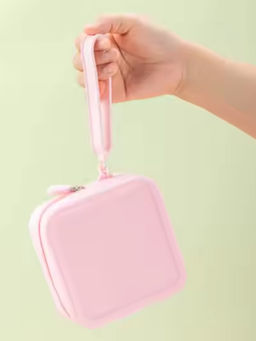 Kristaller Косметичка женская силиконовая, квадратная, розовый  фото 3