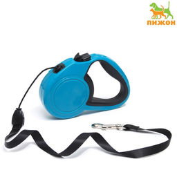 Рулетка Пижон классическая, с прорезиненной ручкой, 3 м, до 15 кг, трос, синяя