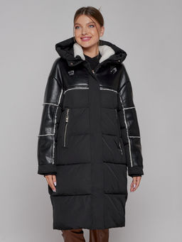 Пальто утепленное молодежное зимнее женское черного цвета 51131Ch - MaxRita фото 9