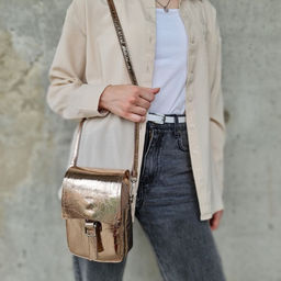 Женская кожаная овальная сумка через плечо 0116-20 - Cidirro фото 4