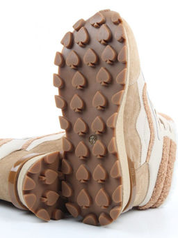 04-WG042-2M BEIGE/WHITE Кроссовки зимние женские (натуральная кожа, натуральная замша, 100% шерсть)