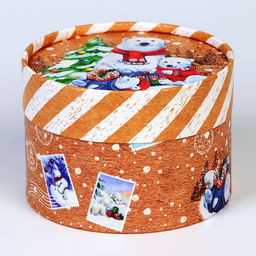 Коробка подарочная новогодняя для макарун тубус без окна «Мишки», 12×8 см