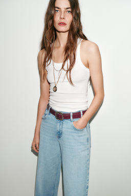 Z.10 HIGH-WAIST BELTED CULOTTES JEANS - Zara фото 5