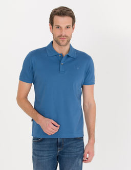Koyu Mavi Slim Fit Polo Yaka Merserize Ti__rt