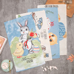 Набор кухонных полотенец Доляна «Светлой Пасхи» 35×60 см - 4 шт., 100% хлопок