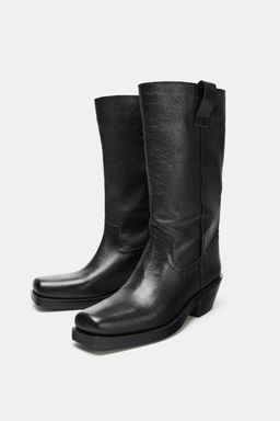 LEATHER COWBOY ANKLE BOOTS