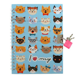 Записная книжка на замочке Котики А5-, 45 листов, в линейку, на гребне, МИКС - Calligrata фото 2