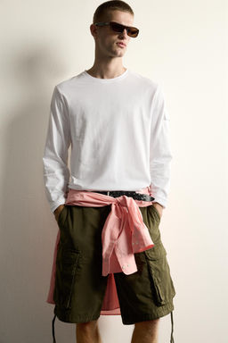 CAMISETA MANGA LARGA BOLSILLO / Blanco - Zara фото 5