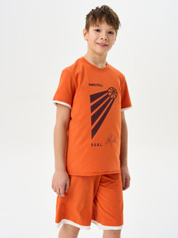 Футболка с контрастной отделкой Терракот с принтом 7+ - Bungly фото 2