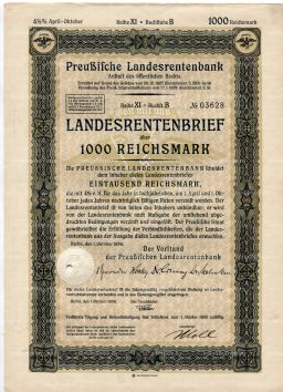 Облигация 4,5% 1000 рейхсмарок 1939 года Германия