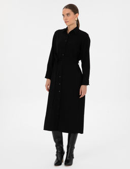Siyah Comfort Fit Dokuma Elbise - Pierre cardin фото 3