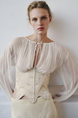 BLUSA CORS? COMBINADA JACQUARD / Estampado