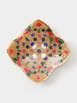 Конфетница «Вафия», 12.5×12.5×3 см, латунь