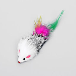 Мышь из натурального меха с хвостом из перьев, 6,5 см, микс цветов - Пижон фото 4