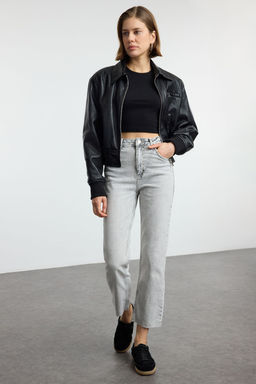 Gri Pacas? Kesikli Yuksek Bel Straight Jeans TWOAW25JE00175