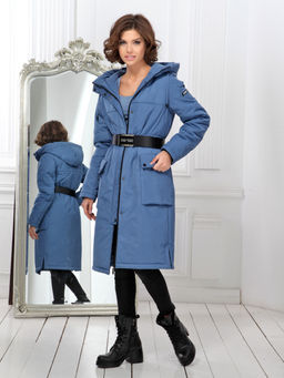 23314 Пальто дем. серо-голубой - Dizzyway фото 3