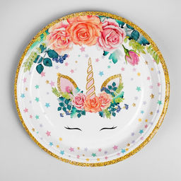 Тарелка бумажная Единорог, набор 10 шт.