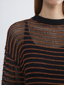 Bisiklet Yaka ?izgili Kad?n Triko Kazak