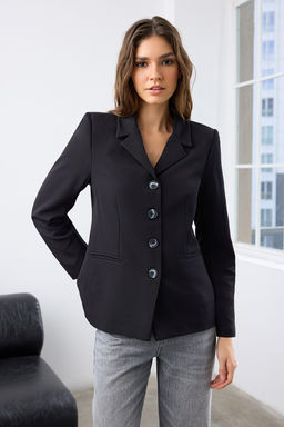 Siyah Dugme Kapamal? Regular Kal?p Blazer Blazer Ceket TWOAW26BC00013