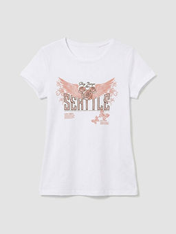 Bisiklet Yaka Bask?l? K?z ?ocuk Ti??rt ve Tayt