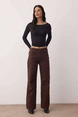 TRENDYOLMILLA Siyah Tasl? Yuksek Bel Wide Leg Jeans TWOAW23JE00442  фото 10