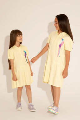 U. S. Polo Assn Неоново-желтое тканое платье с короткими рукавами для девочки - U.s. polo assn фото 5